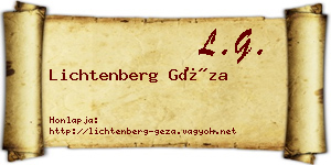 Lichtenberg Géza névjegykártya